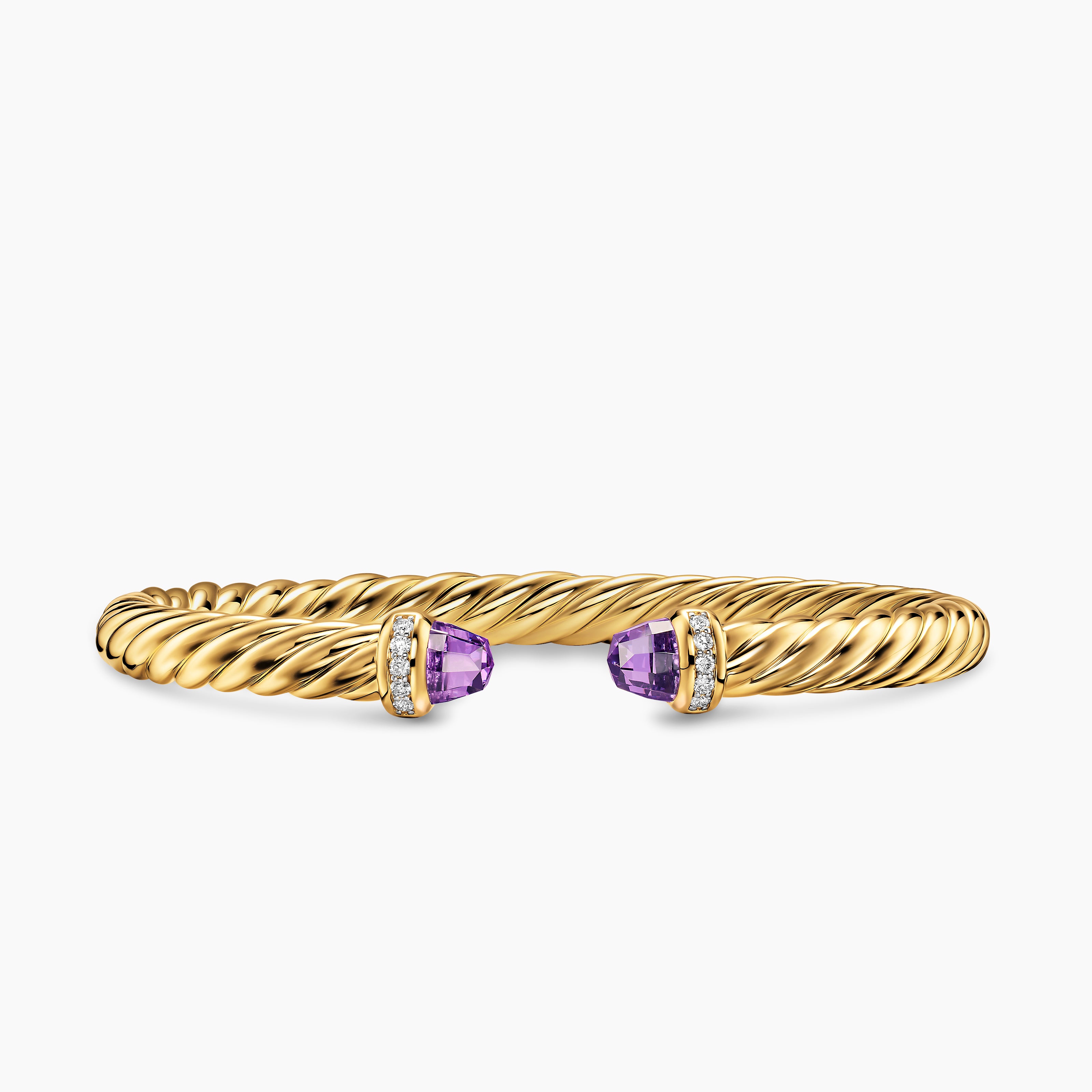 Womens Cablespira Flex Bracelet in 18K Yellow Gold with Diamonds, 6mm