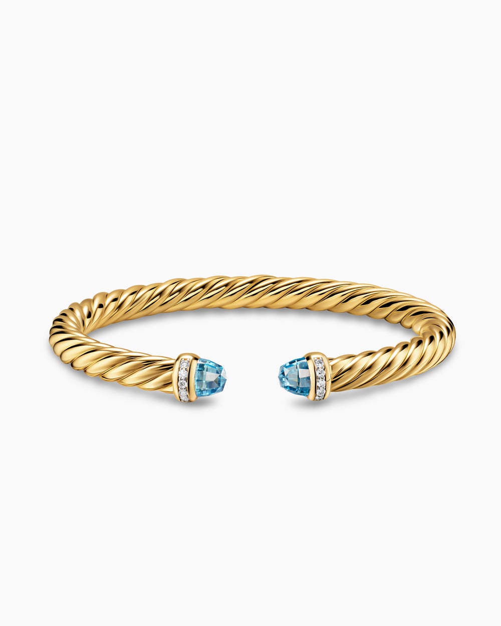 Womens Cablespira Flex Bracelet in 18K Yellow Gold with Diamonds, 6mm