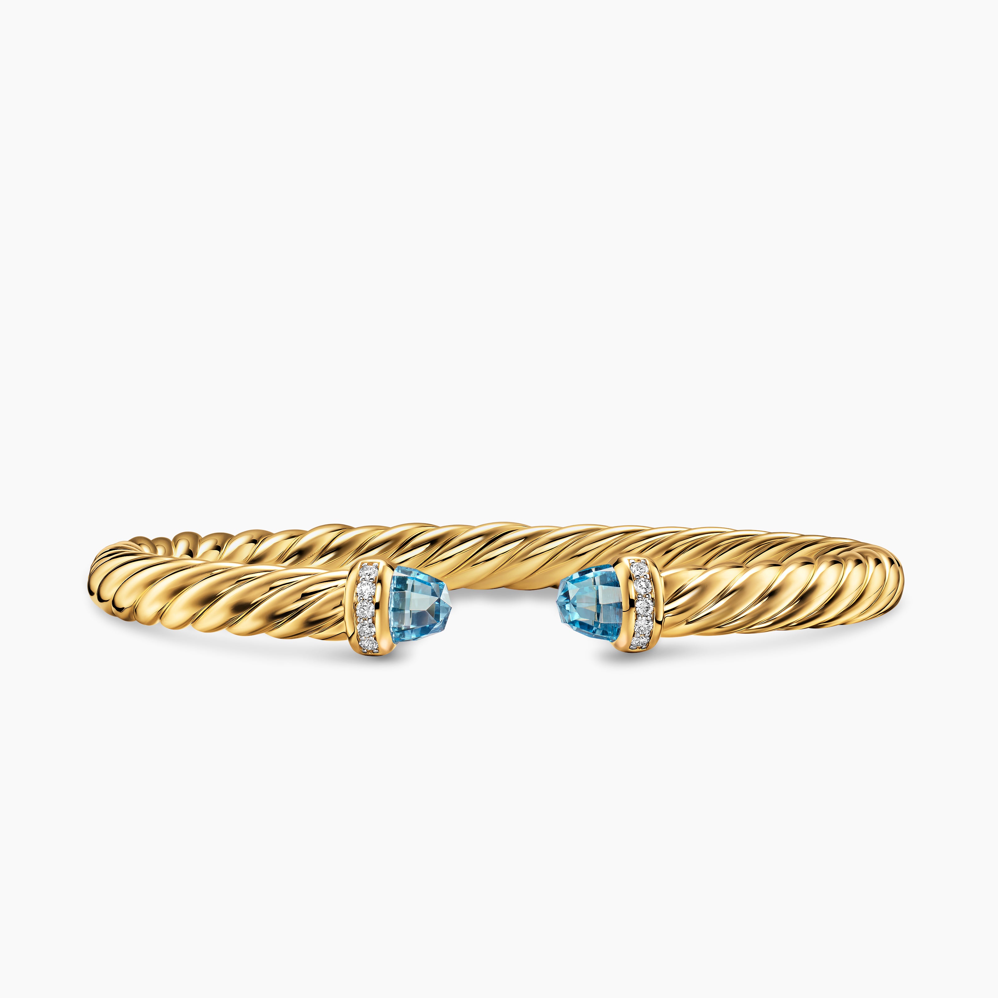 Womens Cablespira Flex Bracelet in 18K Yellow Gold with Diamonds, 6mm