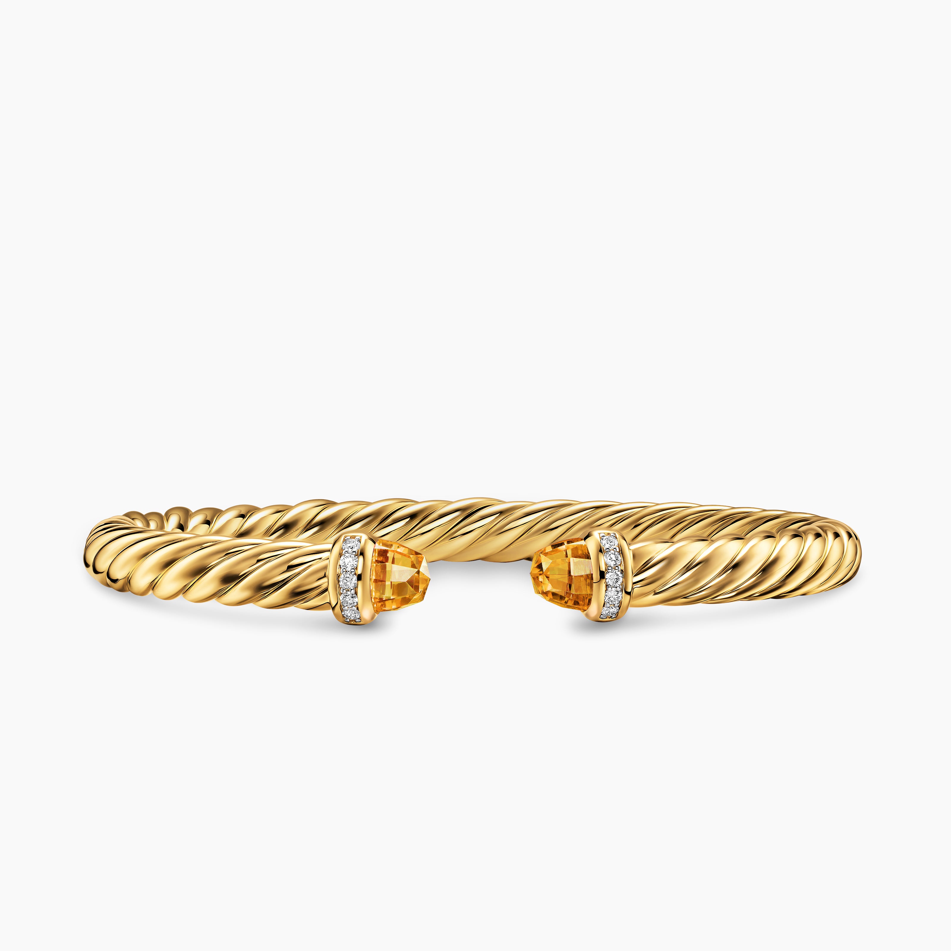 Womens Cablespira Flex Bracelet in 18K Yellow Gold with Diamonds, 6mm