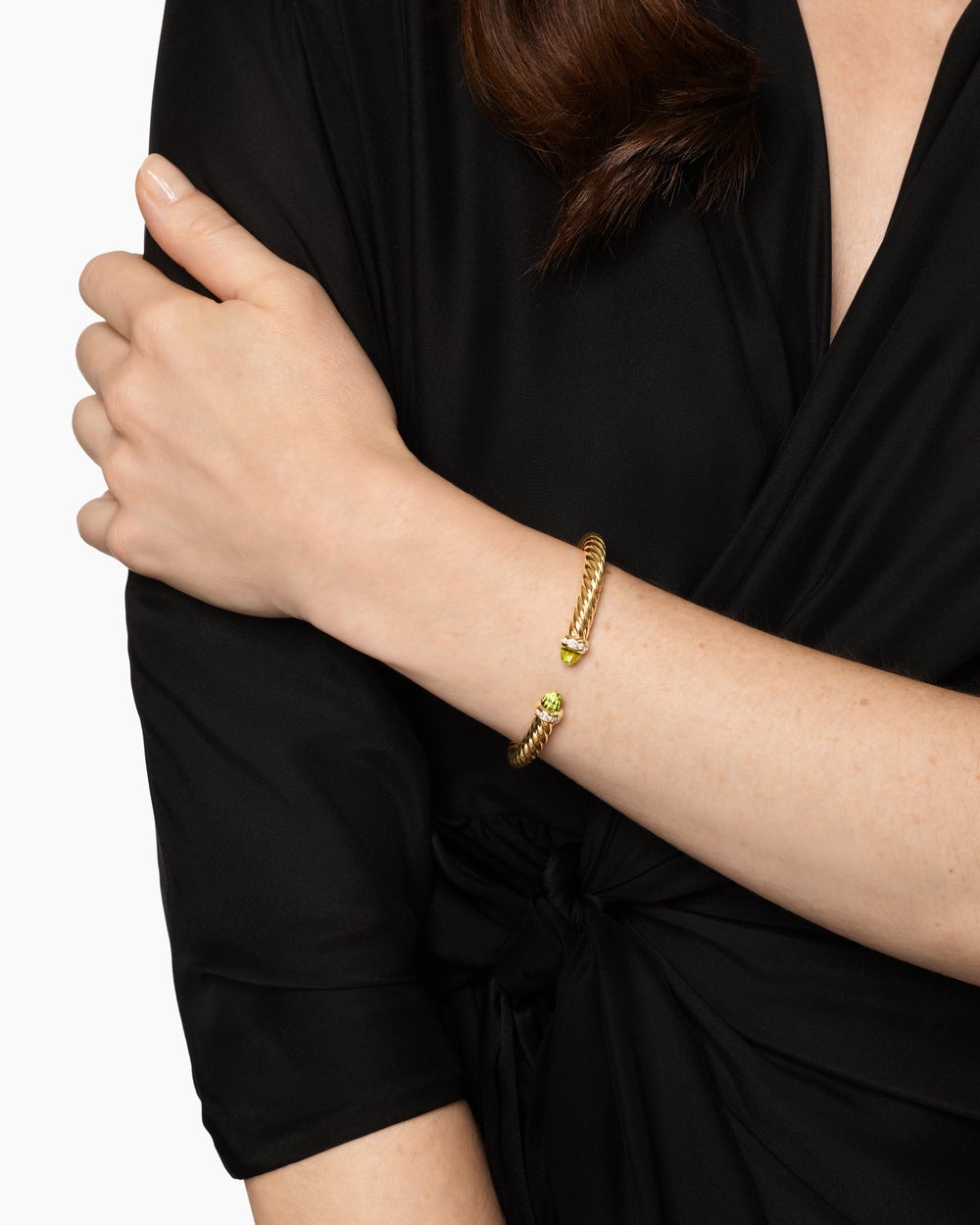 Womens Cablespira Flex Bracelet in 18K Yellow Gold with Diamonds, 6mm