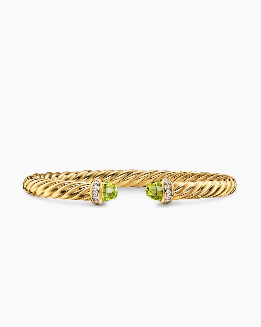 Womens Cablespira Flex Bracelet in 18K Yellow Gold with Diamonds, 6mm