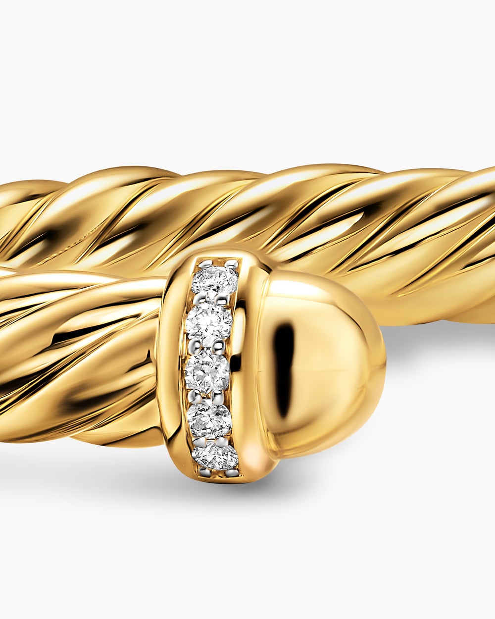 Womens Cablespira Flex Bracelet in 18K Yellow Gold with Diamonds, 6mm