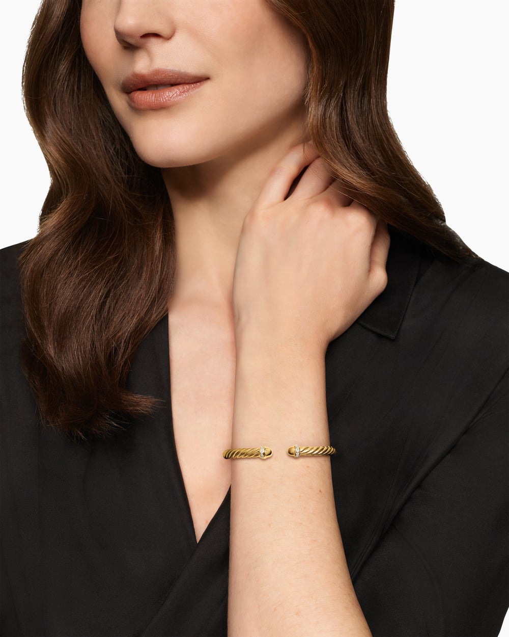 Womens Cablespira Flex Bracelet in 18K Yellow Gold with Diamonds, 6mm