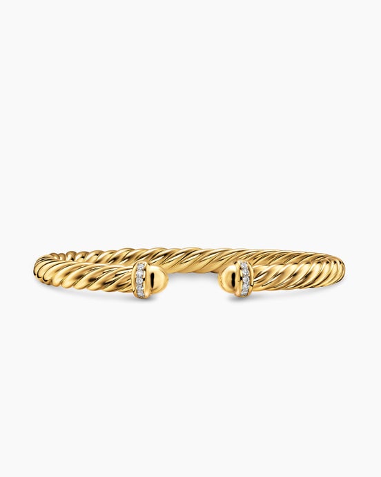Cablespira® Flex Bracelet in 18K Yellow Gold with Gold Domes and Diamonds, 6mm