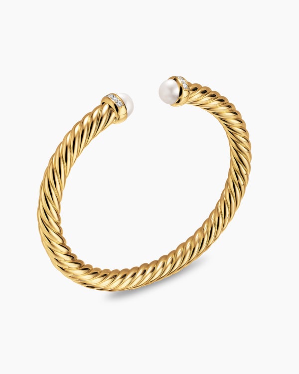 Cablespira Flex Bracelet in 18K Yellow Gold with Diamonds, 6mm