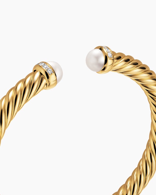 Cablespira Flex Bracelet in 18K Yellow Gold with Diamonds, 6mm