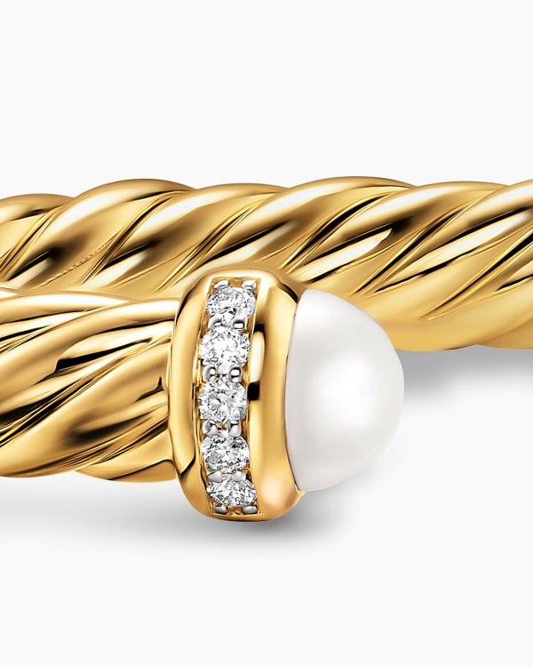 Cablespira Flex Bracelet in 18K Yellow Gold with Diamonds, 6mm