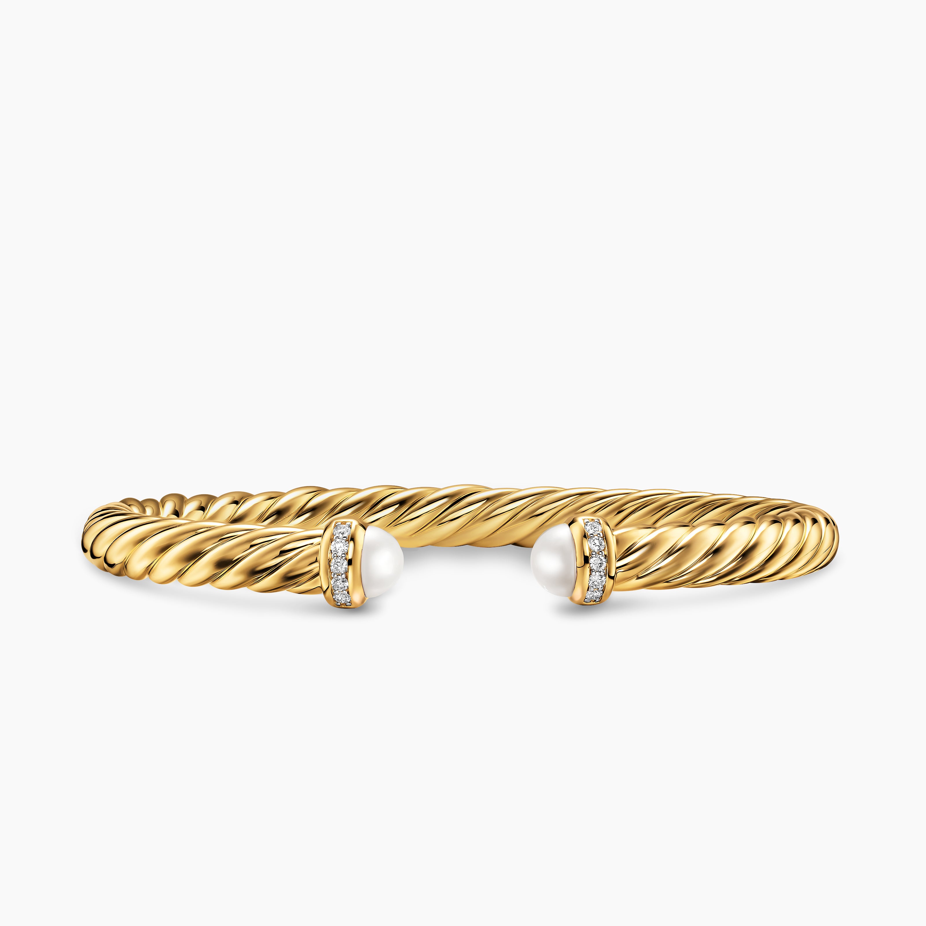 Womens Cablespira Flex Bracelet in 18K Yellow Gold with Diamonds, 6mm