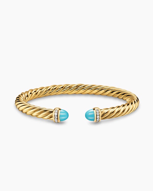 Womens Cablespira Flex Bracelet in 18K Yellow Gold with Diamonds, 6mm