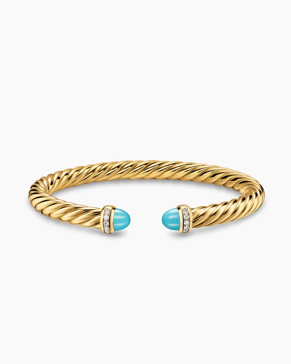 Cablespira Flex Bracelet in 18K Yellow Gold with Diamonds, 6mm