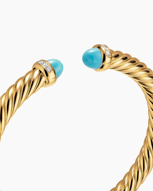 Womens Cablespira Flex Bracelet in 18K Yellow Gold with Diamonds, 6mm