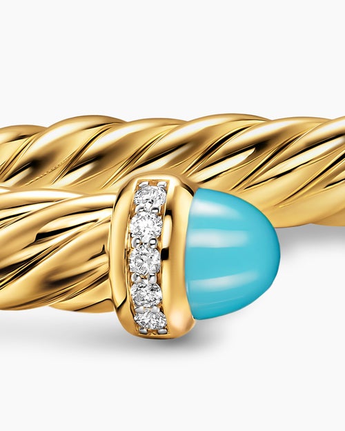 Womens Cablespira Flex Bracelet in 18K Yellow Gold with Diamonds, 6mm