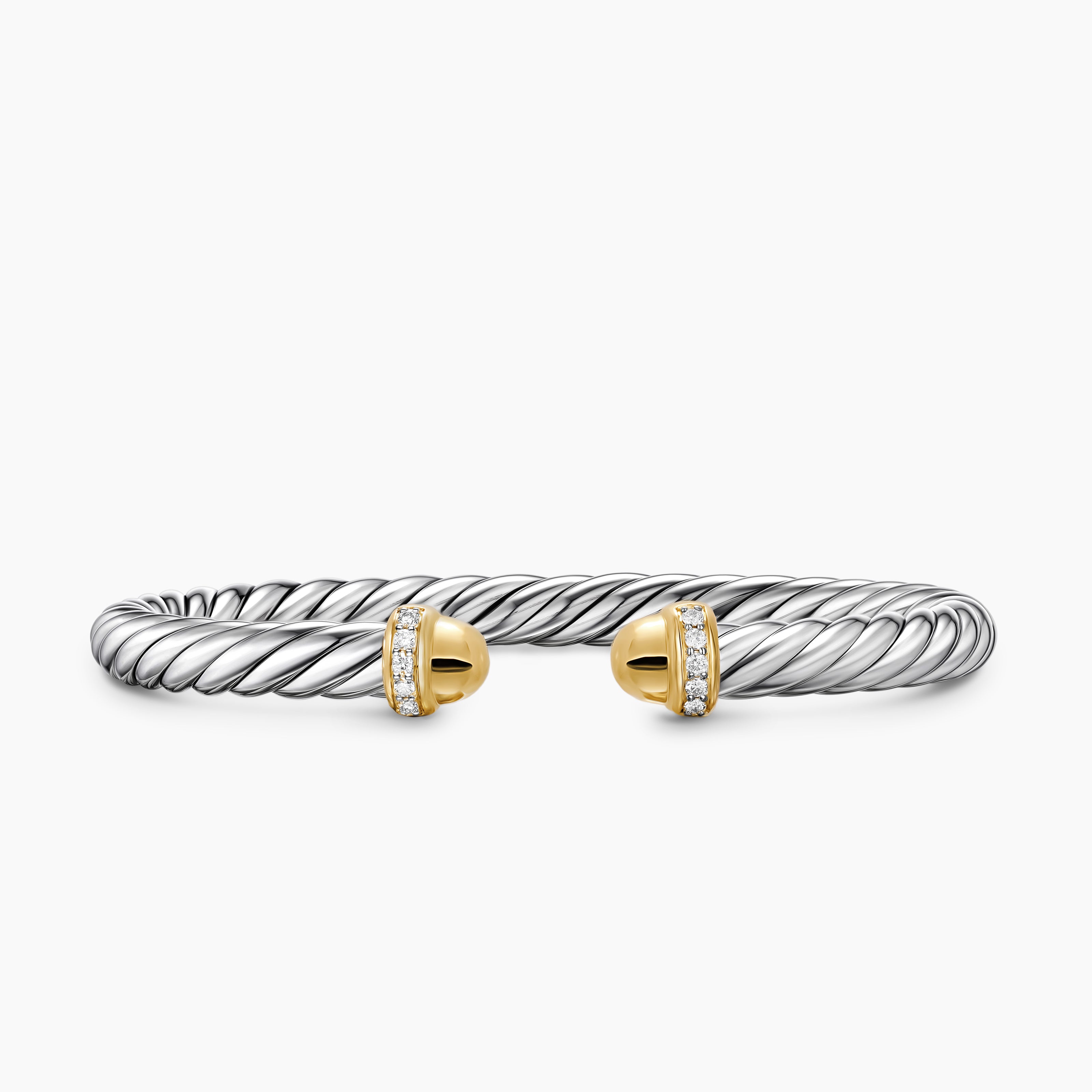 Bracelet Cable Flex&reg; en argent massif avec d&ocirc;mes en or jaune 14 carats et diamants, 6 mm femme 