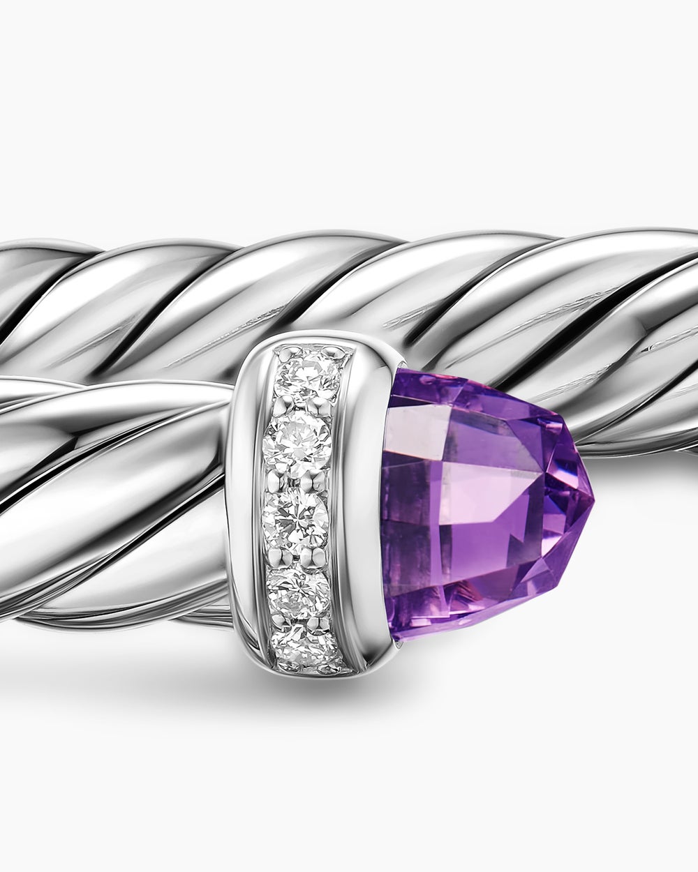 Womens Cable Flex Bracelet in Sterling Silver with Diamonds, 6mm