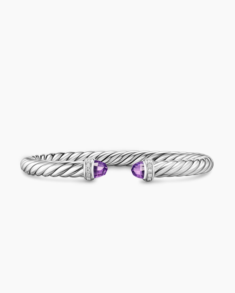 Womens Cable Flex Bracelet in Sterling Silver with Diamonds, 6mm
