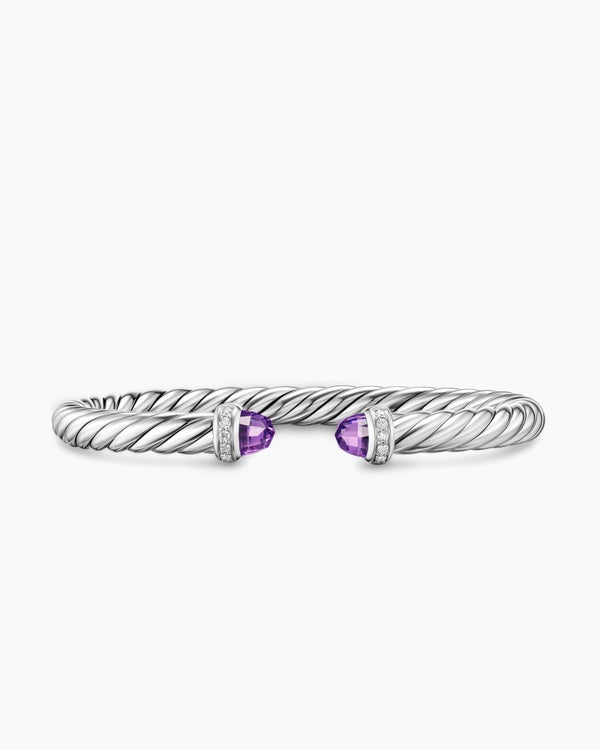 Cable Flex® Bracelet in Sterling Silver with Citrine and Diamonds, 6mm