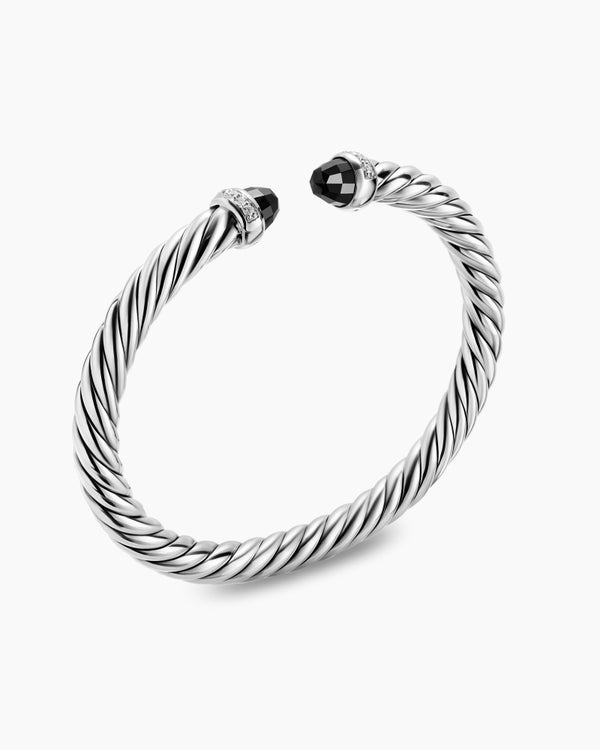 Bracelet Cable Flex en argent massif avec diamants, 6 mm