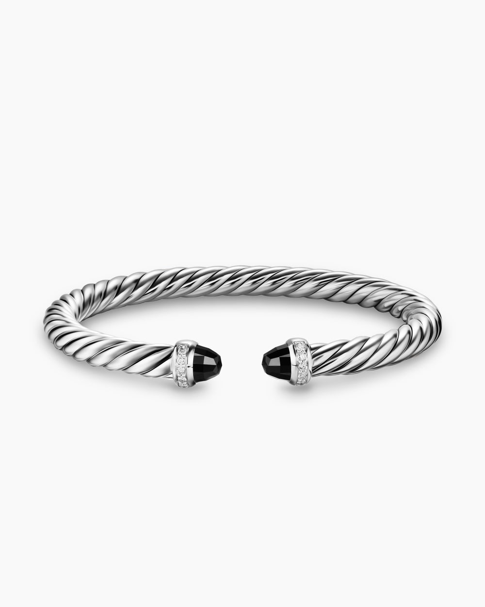 Womens Cable Flex Bracelet in Sterling Silver with Diamonds, 6mm