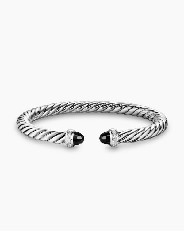 Bracelet Cable Flex en argent massif avec diamants, 6 mm