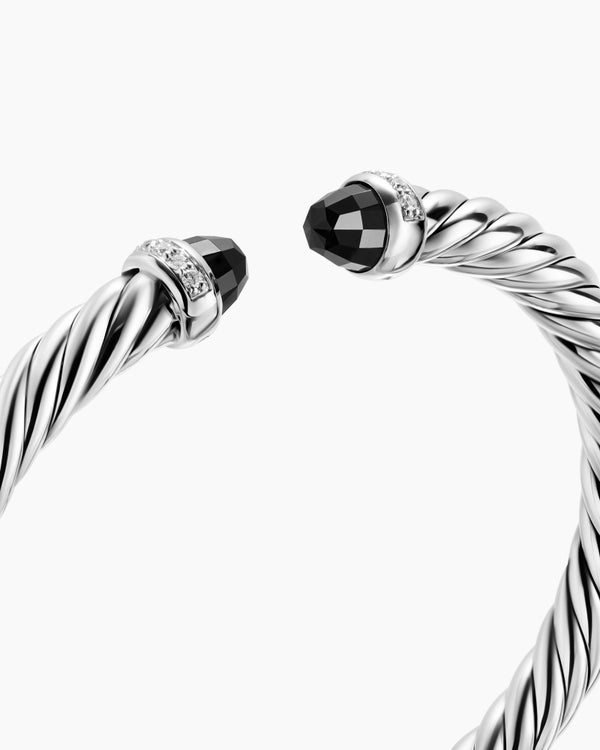 Bracelet Cable Flex en argent massif avec diamants, 6 mm