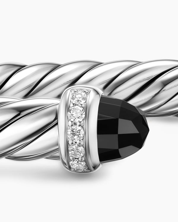 Bracelet Cable Flex en argent massif avec diamants, 6 mm