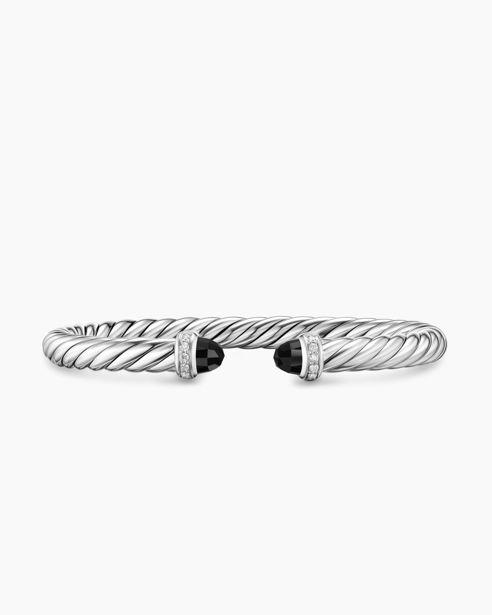 Womens Cable Flex Bracelet in Sterling Silver with Diamonds, 6mm
