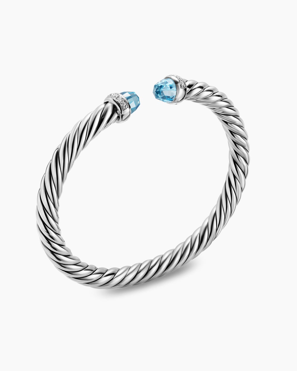 Womens Cable Flex Bracelet in Sterling Silver with Diamonds, 6mm