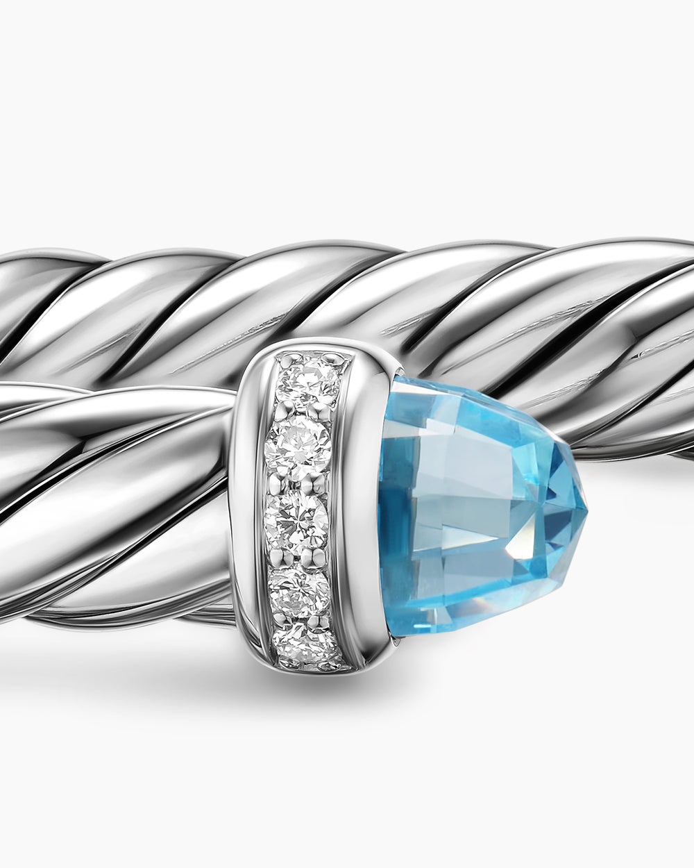 Womens Cable Flex Bracelet in Sterling Silver with Diamonds, 6mm
