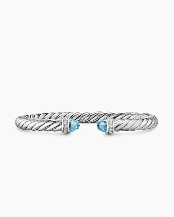 Bracelet Cable Flex en argent massif avec diamants, 6 mm