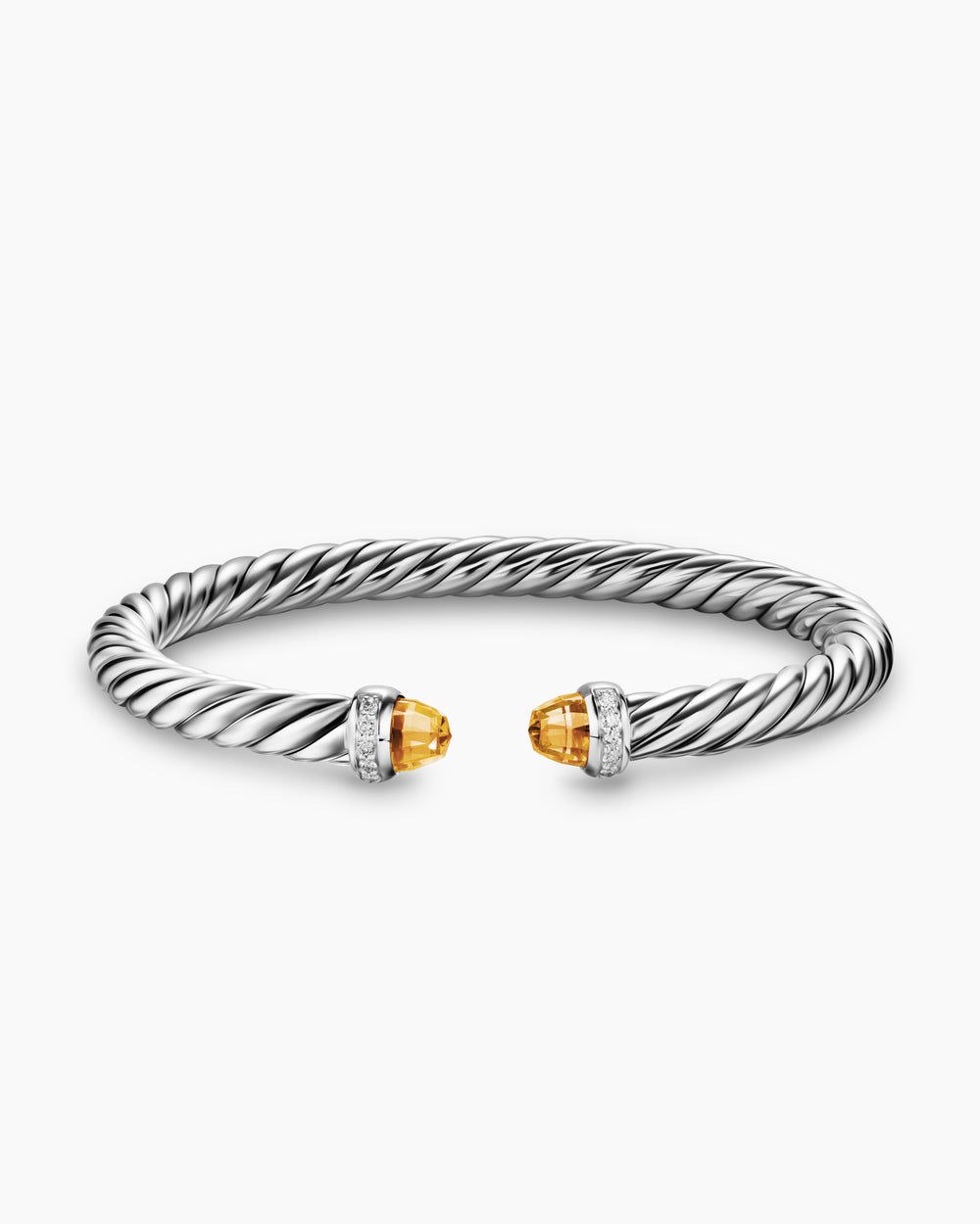 Womens Cable Flex Bracelet in Sterling Silver with Diamonds, 6mm