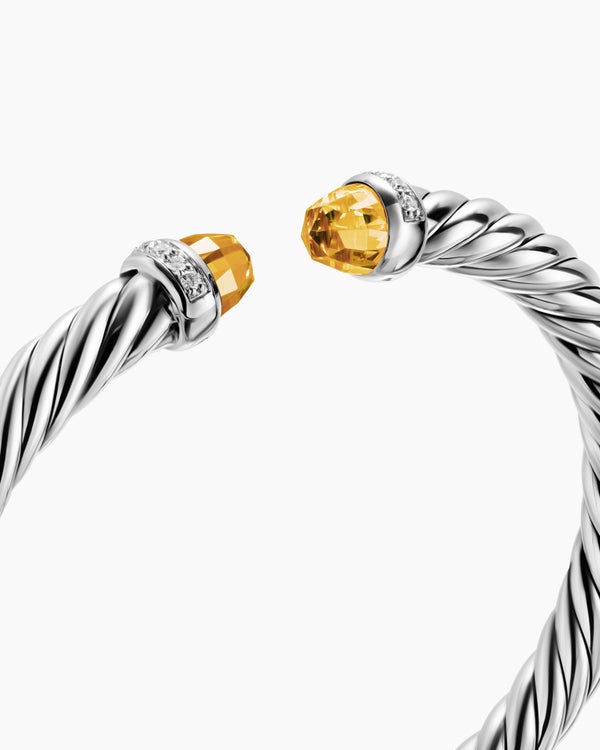 Cable Flex Bracelet in Sterling Silver with Diamonds, 6mm