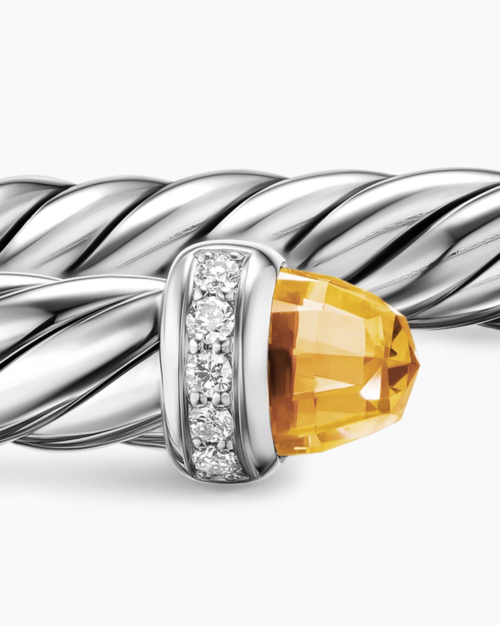Womens Cable Flex Bracelet in Sterling Silver with Diamonds, 6mm