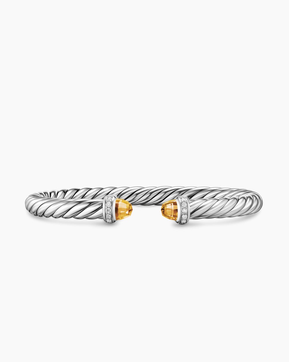 Womens Cable Flex Bracelet in Sterling Silver with Diamonds, 6mm
