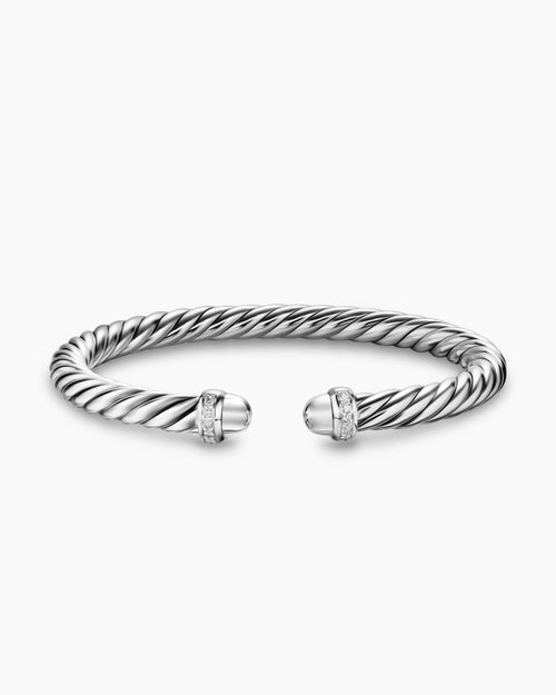 Womens Cable Flex® Bracelet in Sterling Silver with Diamonds, 6mm