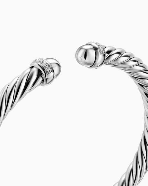 Womens Cable Flex® Bracelet in Sterling Silver with Diamonds, 6mm