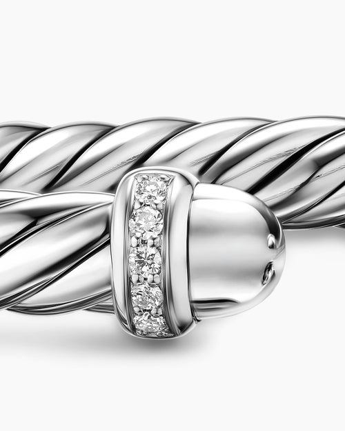 Womens Cable Flex® Bracelet in Sterling Silver with Diamonds, 6mm