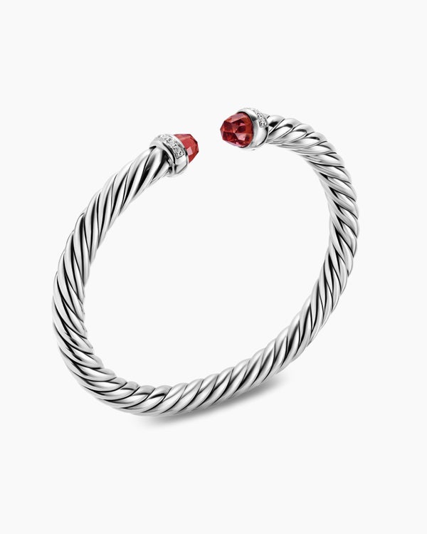 Cable Flex Bracelet in Sterling Silver with Diamonds, 6mm