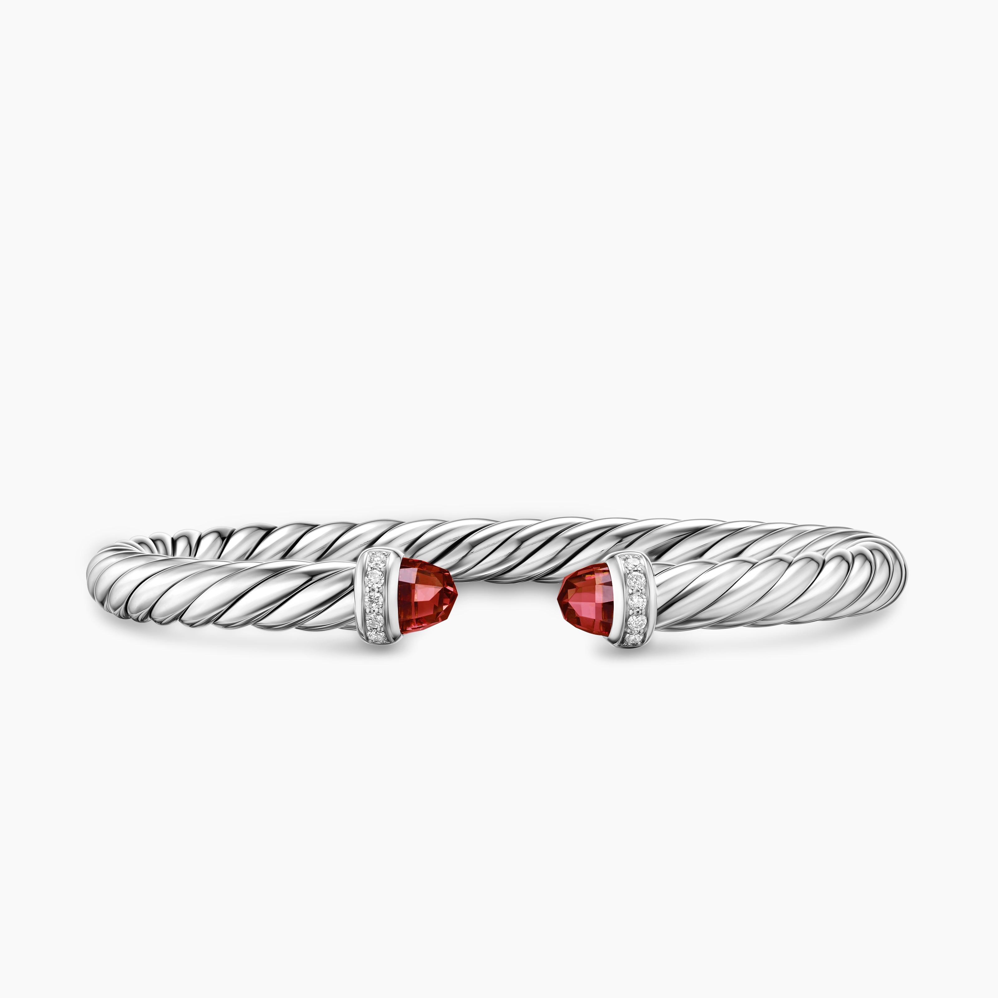 Womens Cable Flex Bracelet in Sterling Silver with Diamonds, 6mm