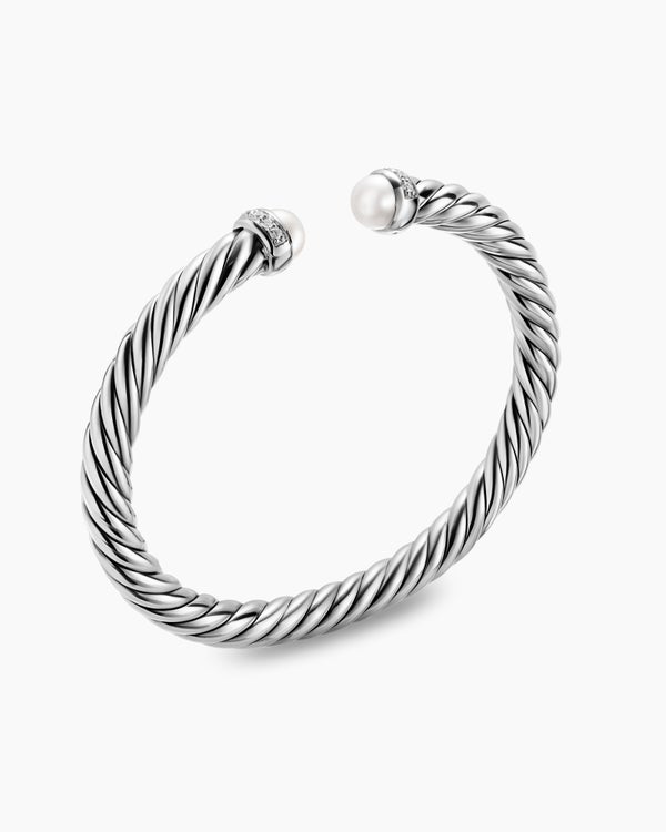 Bracelet Cable Flex en argent massif avec diamants, 6 mm
