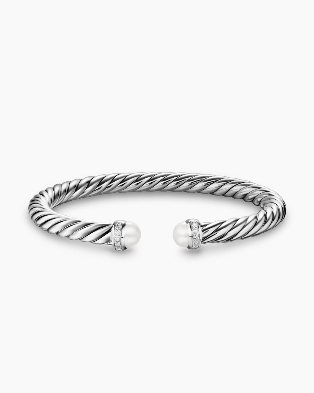 Womens Cable Flex Bracelet in Sterling Silver with Diamonds, 6mm