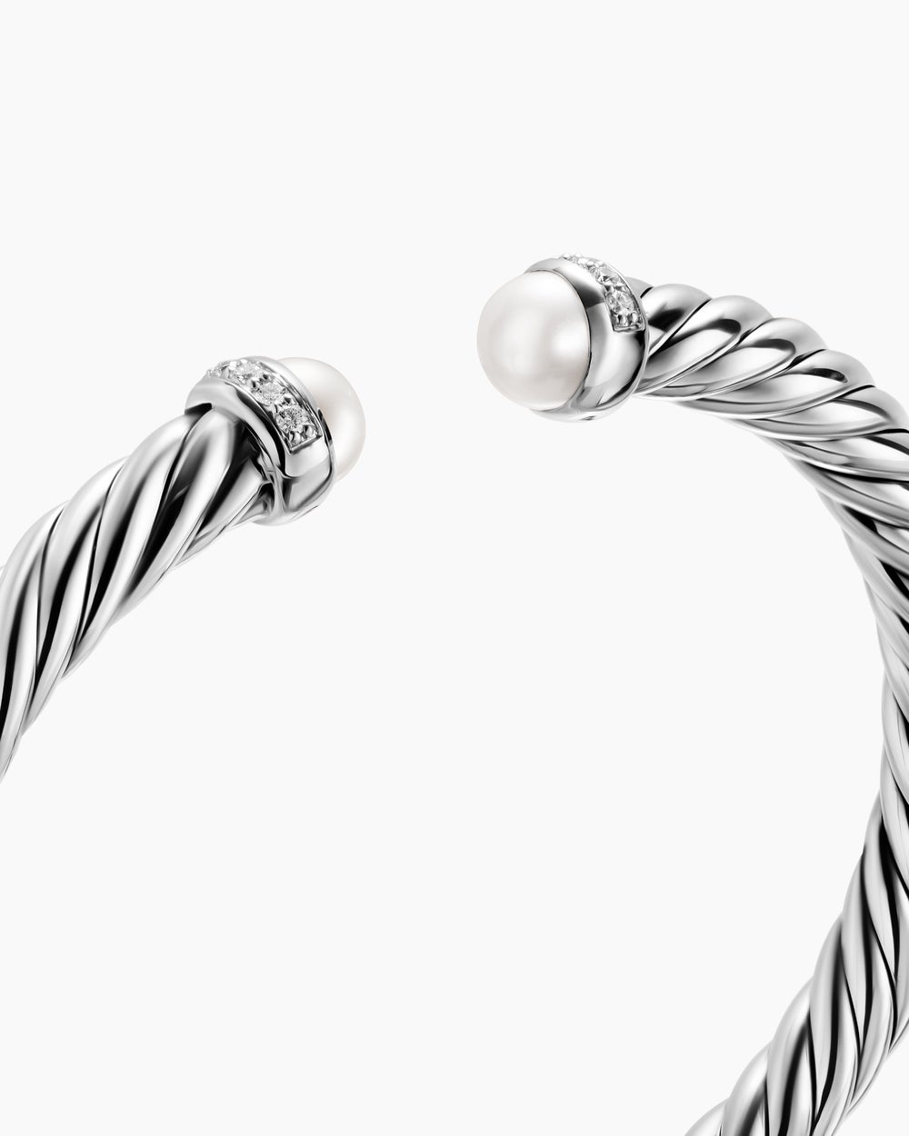 Womens Cable Flex Bracelet in Sterling Silver with Diamonds, 6mm