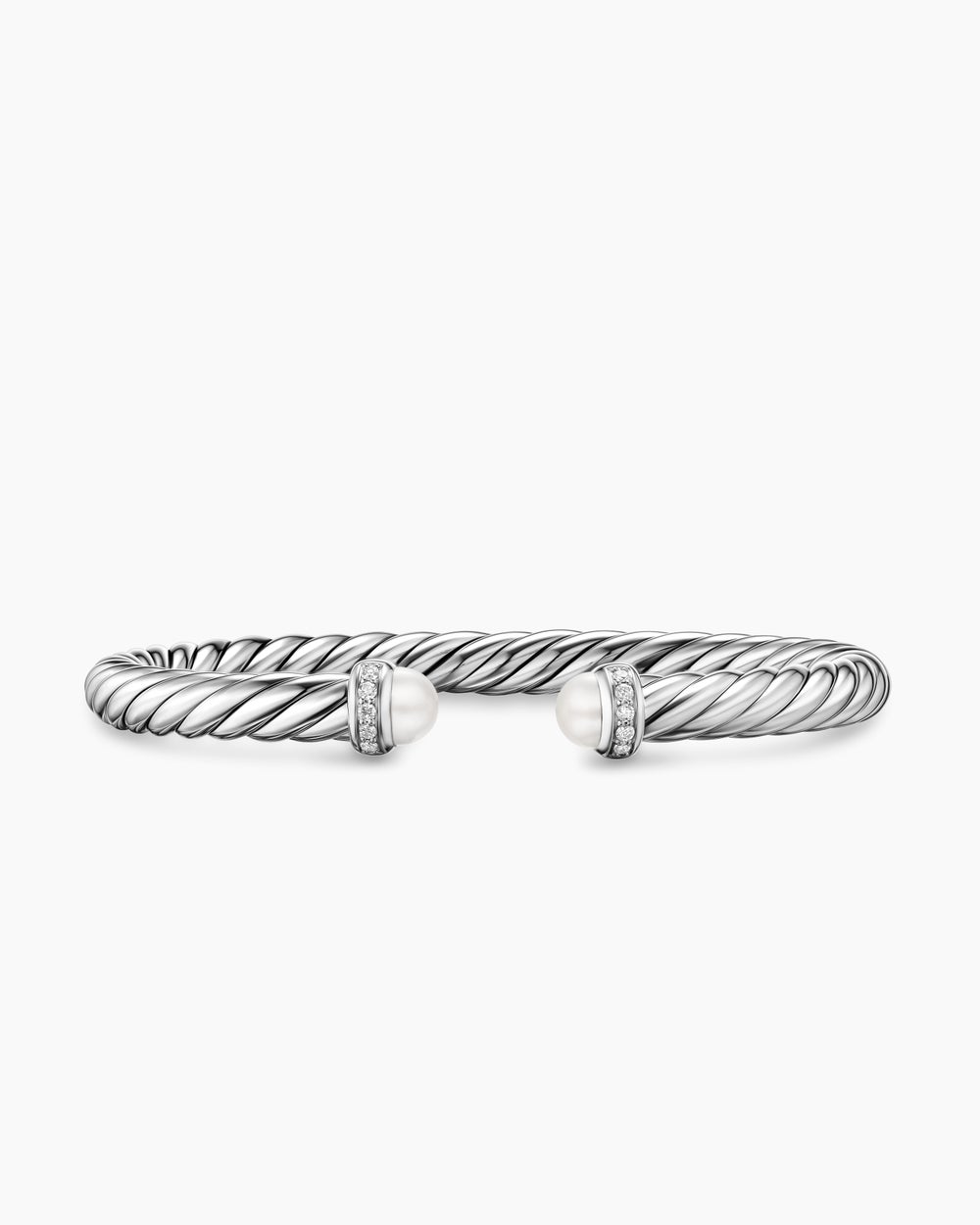 Womens Cable Flex Bracelet in Sterling Silver with Diamonds, 6mm