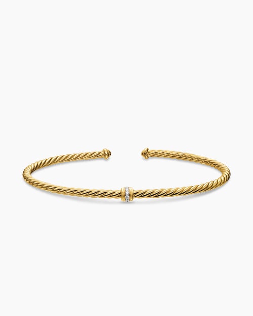 Womens Micro Cablespira® Flex Center Station Bracelet in 18K Yellow Gold, 2.6mm