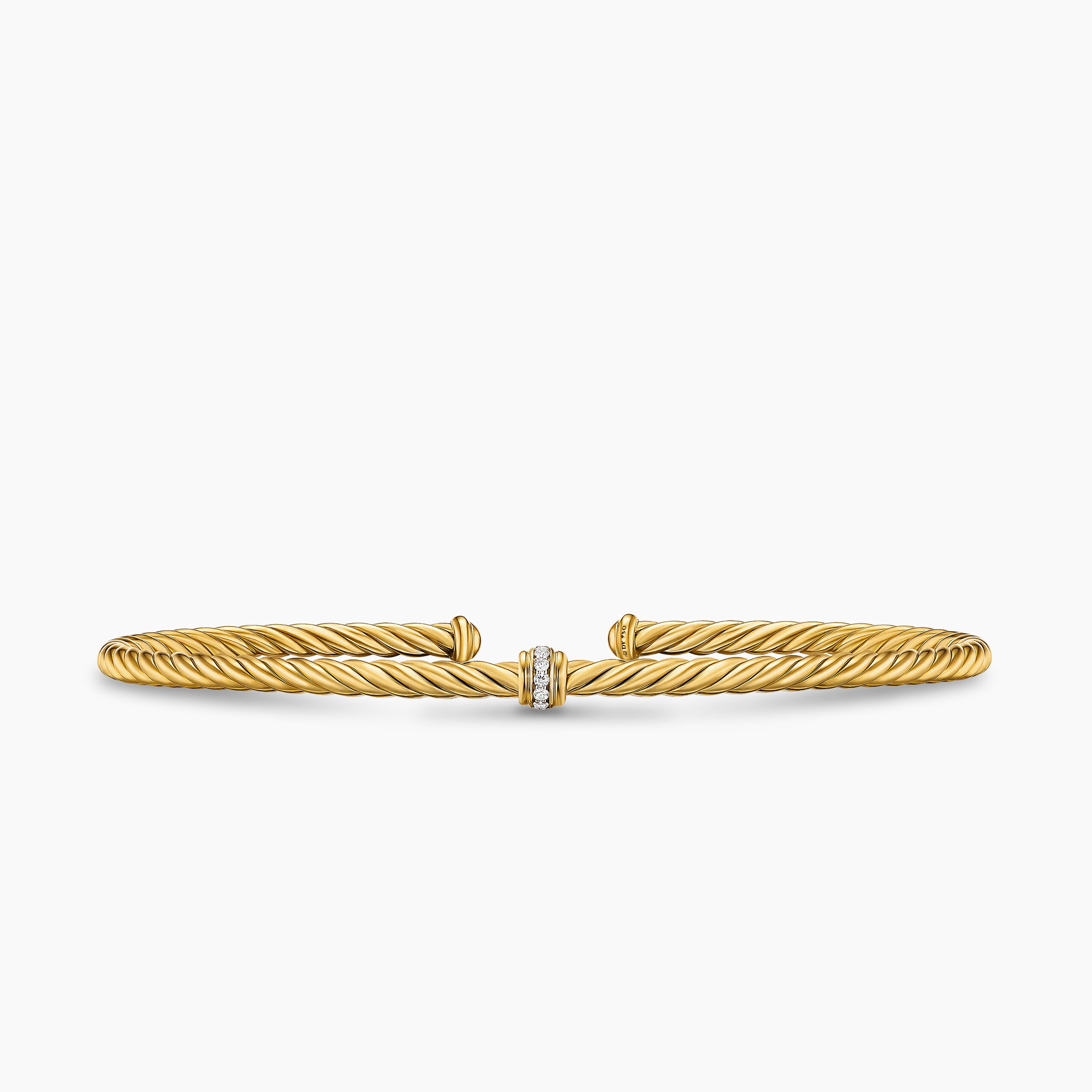 Womens Micro Cablespira Flex Center Station Bracelet in 18K Yellow Gold, 2.6mm