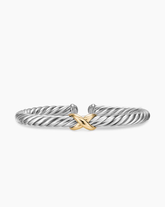 Cable Flex® X Bracelet in Sterling Silver with 14K Yellow Gold, 6mm