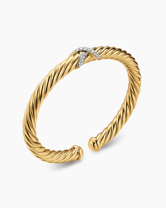 Cablespira® Flex X Bracelet in 18K Yellow Gold with Diamonds, 6mm