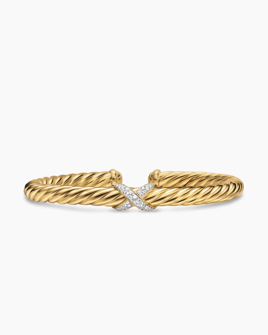 Cablespira® Flex X Bracelet in 18K Yellow Gold with Diamonds, 6mm