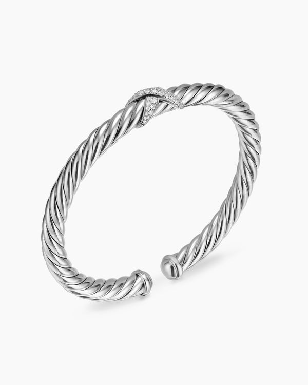 Bracelet Cable Flex X en argent massif avec diamants, 6 mm