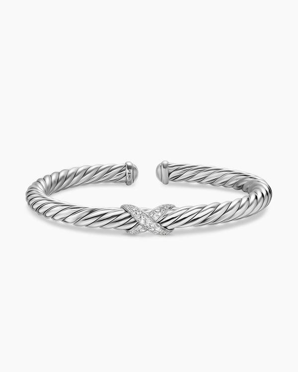 Bracelet Cable Flex X en argent massif avec diamants, 6 mm